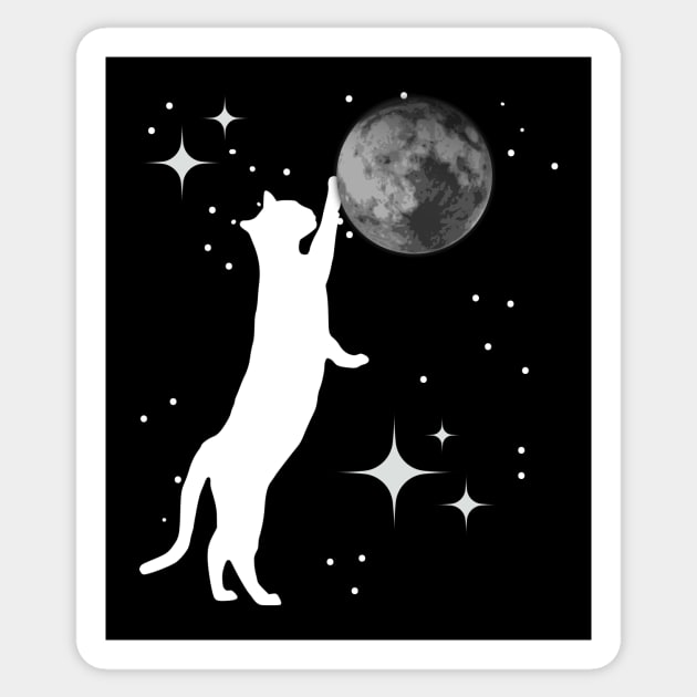 Cat Playing With The Moon Sticker by Intellectual Asshole